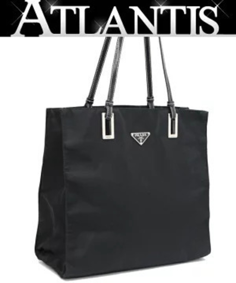 Prada Triangle Tote Tessuto Saffiano Bag Black